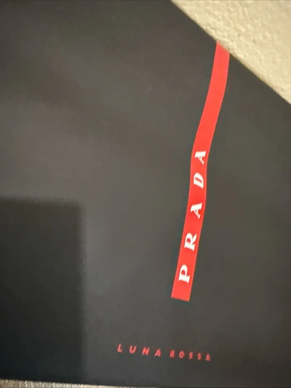 Prada Black Pouch with Red Vertical PRADA Stripe